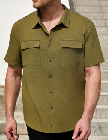 Camasa SHEIN Plus Size Men, verde