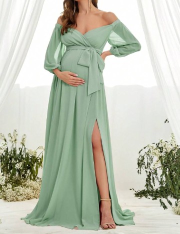 Rochie lunga SHEIN Maternity, verde