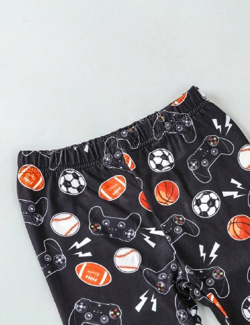 Pijama Shein Kids, negru/albastru