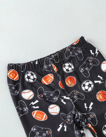 Pijama Shein Kids, negru/albastru Negru