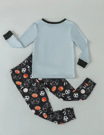 Pijama Shein Kids, negru/albastru Negru