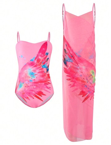 Costum de baie Shein Kids, roz