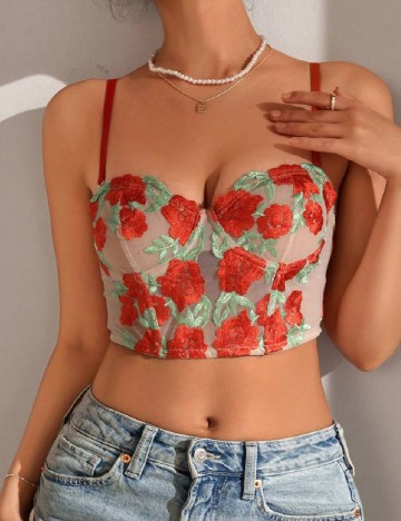 Top SHEIN, floral print