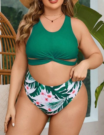 Costum de baie SHEIN CURVE, verde