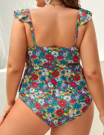 Costum de baie SHEIN CURVE, floral print