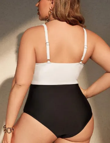 Costum de baie SHEIN CURVE, alb-negru Alb