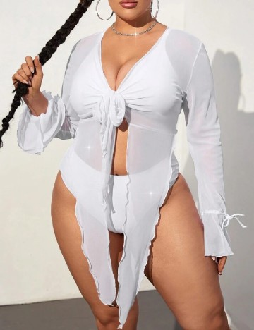 Costum de baie SHEIN CURVE, alb