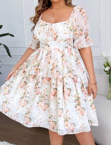 Rochie medie SHEIN CURVE, floral print