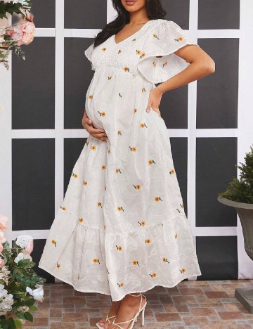 Rochie lunga SHEIN Maternity, alb