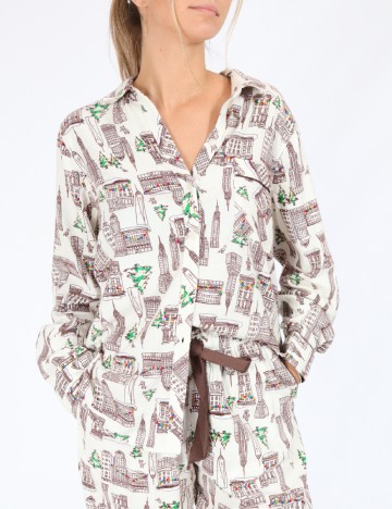 Camasa pijama Aerie, crem