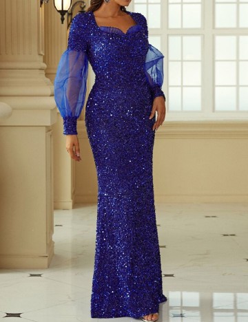 Rochie lunga Miss ord, bleumarin