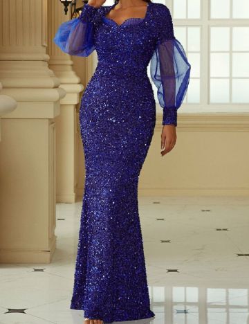 Rochie lunga Miss ord, bleumarin