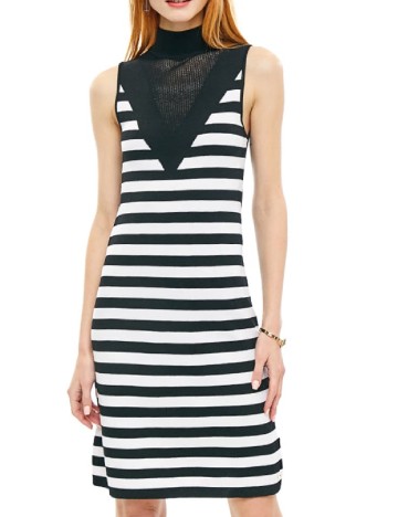 Rochie scurta Guess, alb/negru