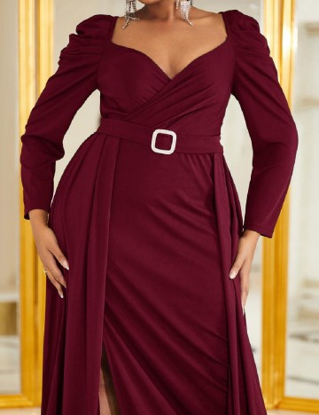 Rochie lunga Giffniseti Plus Size, grena