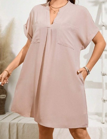 Rochie scurta Emery Rose Curve, roz pudra