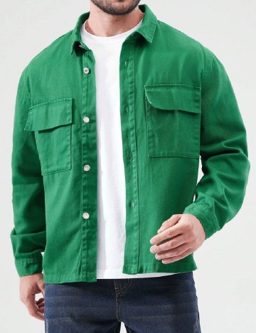 Jacheta SHEIN Plus Size Men, verde