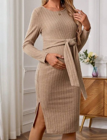 Rochie medie SHEIN Maternity, maro