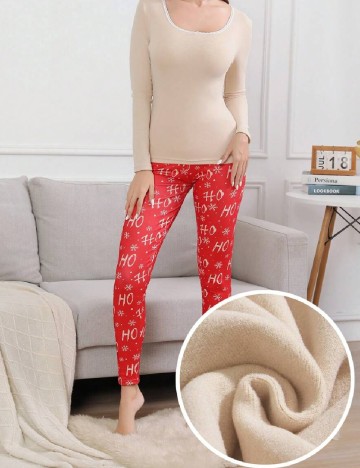 Pijama SHEIN, crem/rosu