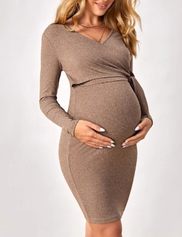 Rochie scurta SHEIN Maternity, maro