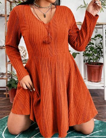 Rochie scurta SHEIN CURVE, portocaliu