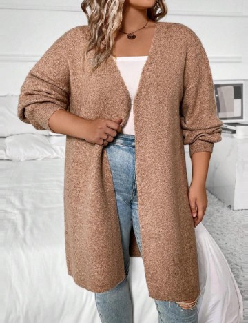 Cardigan SHEIN CURVE, maro deschis