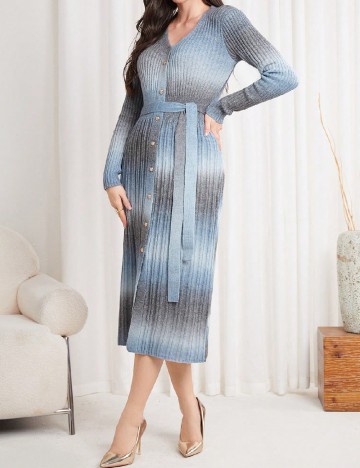 Rochie medie SHEIN, albastru/gri