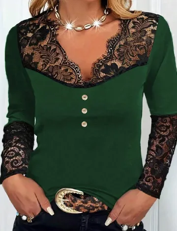 Bluza SHEIN CURVE, verde/negru Verde