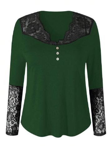 Bluza SHEIN CURVE, verde/negru