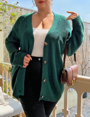 Cardigan SHEIN CURVE, verde