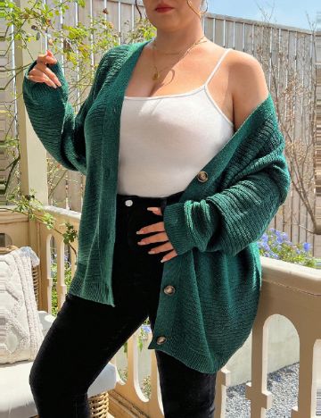 Cardigan SHEIN CURVE, verde