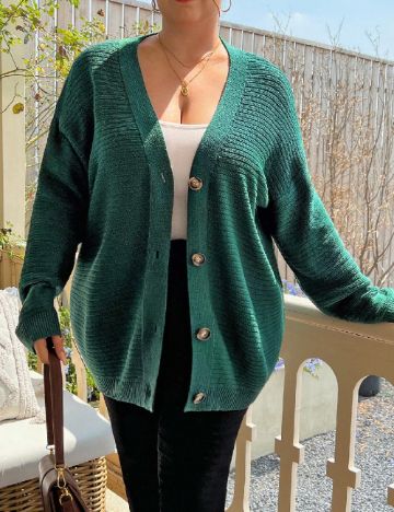 Cardigan SHEIN CURVE, verde