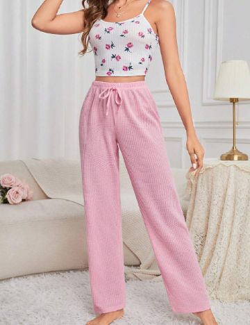 Set pijamale SHEIN, alb/roz