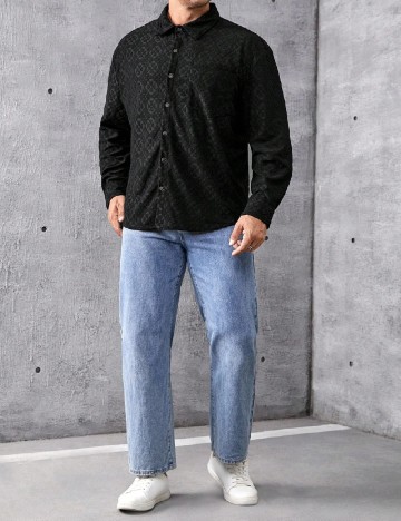 Camasa SHEIN Plus Size Men, negru