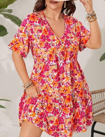 Rochie scurta SHEIN CURVE, floral print