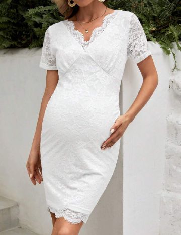 Rochie scurta SHEIN Maternity, alb