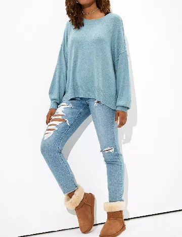 Pulover Oversize American Eagle, bleu Albastru