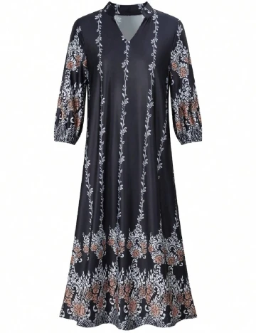 Rochie lunga SHEIN, negru Floral print