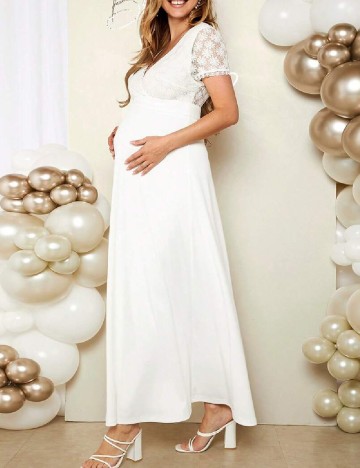 Rochie lunga SHEIN Maternity, alb