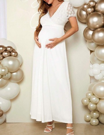 Rochie lunga SHEIN Maternity, alb