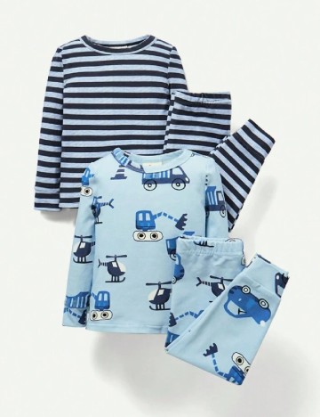 Set pijamale Shein Kids, albastru