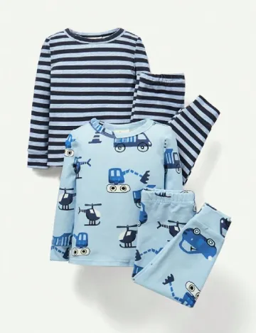 Set pijamale Shein Kids, albastru Albastru