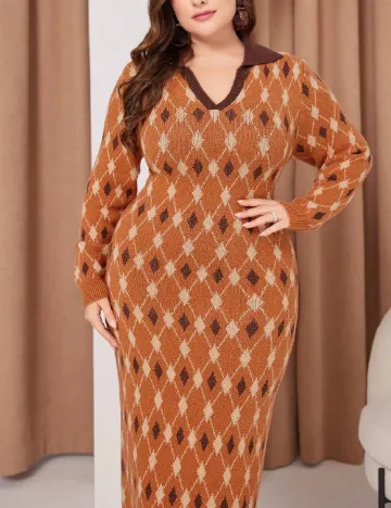 Rochie lunga SHEIN CURVE, maro Maro