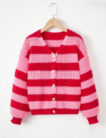 Cardigan Shein Kids, rosu/roz