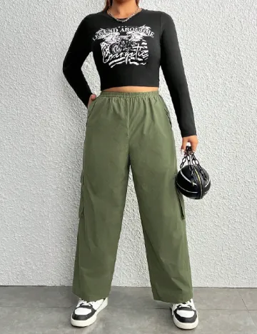 Pantaloni SHEIN CURVE, verde Verde