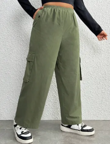 Pantaloni SHEIN CURVE, verde Verde