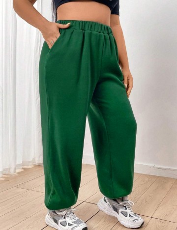 Pantaloni SHEIN CURVE, verde