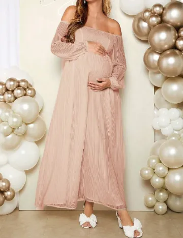 Rochie lunga SHEIN Maternity, crem Crem