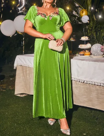 Rochie lunga Glamaker Plus Size, verde Verde