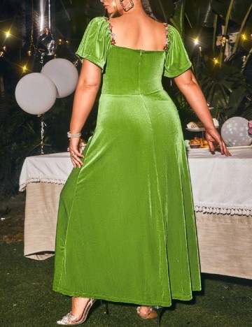 Rochie lunga Glamaker Plus Size, verde