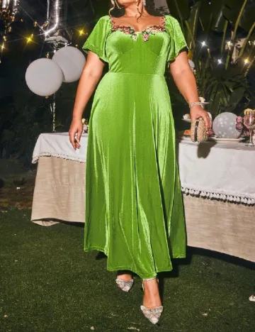 Rochie lunga Glamaker Plus Size, verde Verde